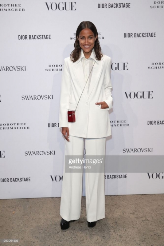 Rabea Schif attends the VOGUE Fashion Party at Kunstareal am Weissensee on July 6, 2018 in Berlin, Germany.